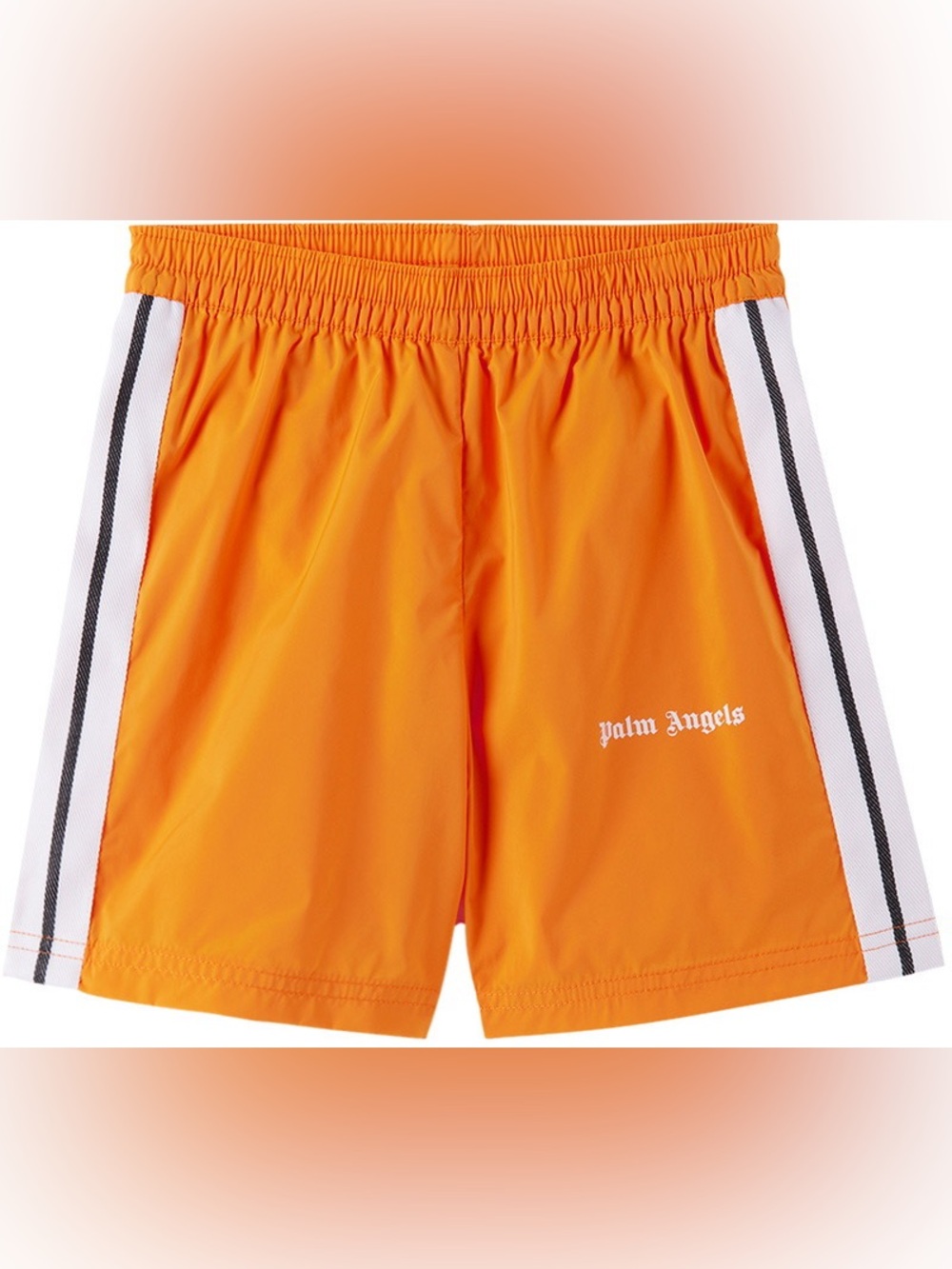 Palm Angels Kids Orange Striped Swim Shorts 12y